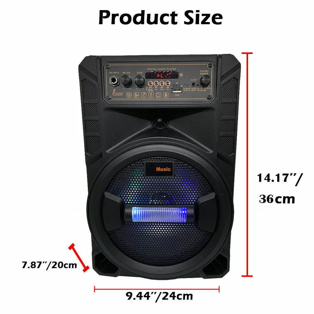 3000W Portable Bluetooth Speaker Sub Woofer Heavy Bass Sound System Party & Mic