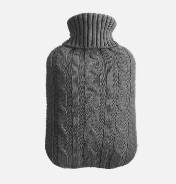 2 of the Large 2L Natural Rubber Hot Water Bottle Warm or cold Fleece Knitted US