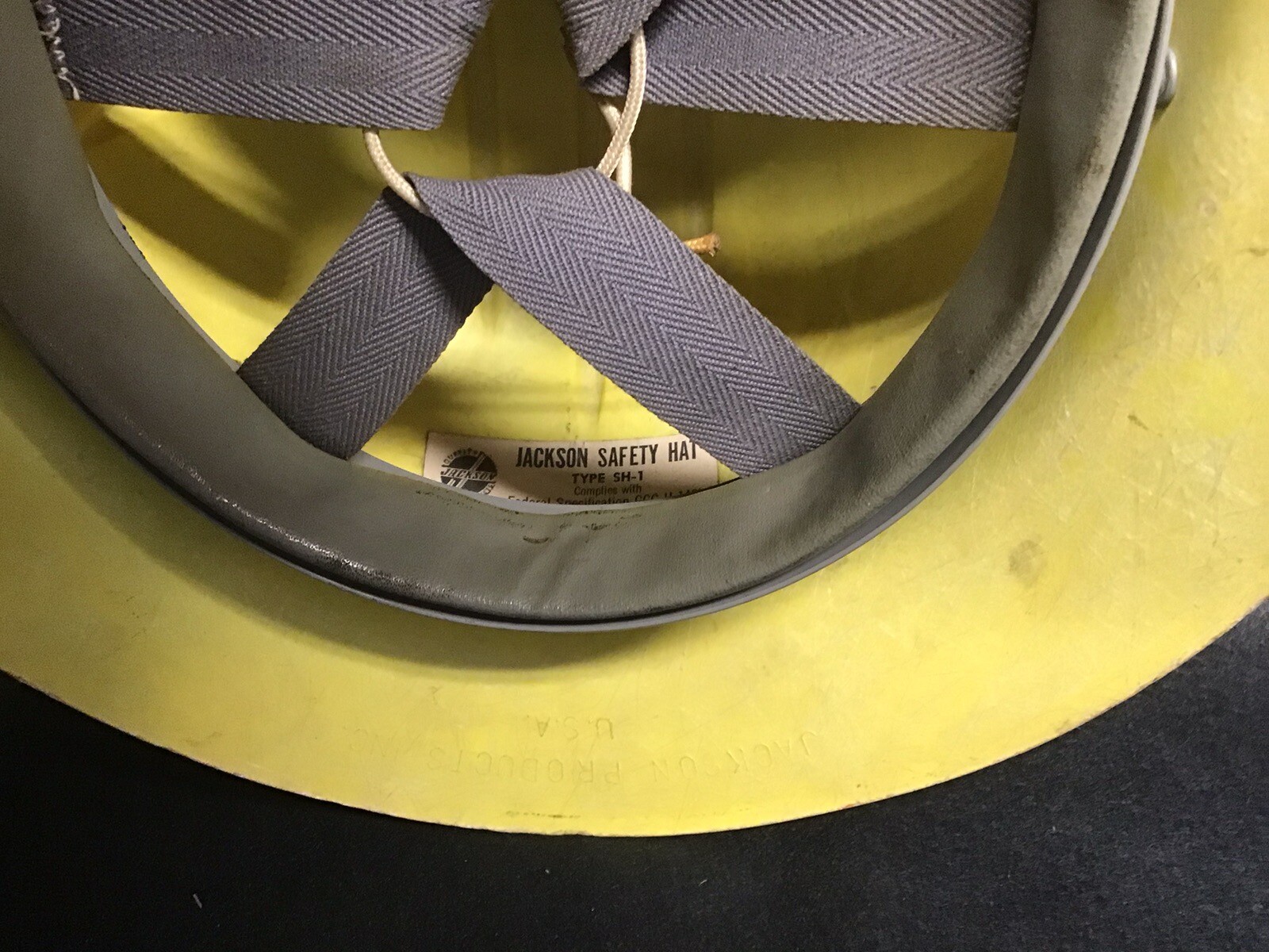 Vintage Jackson Hard Hat SH-1 Fiberglass Full Brim Safety Yellow 1950’s Cool 😎