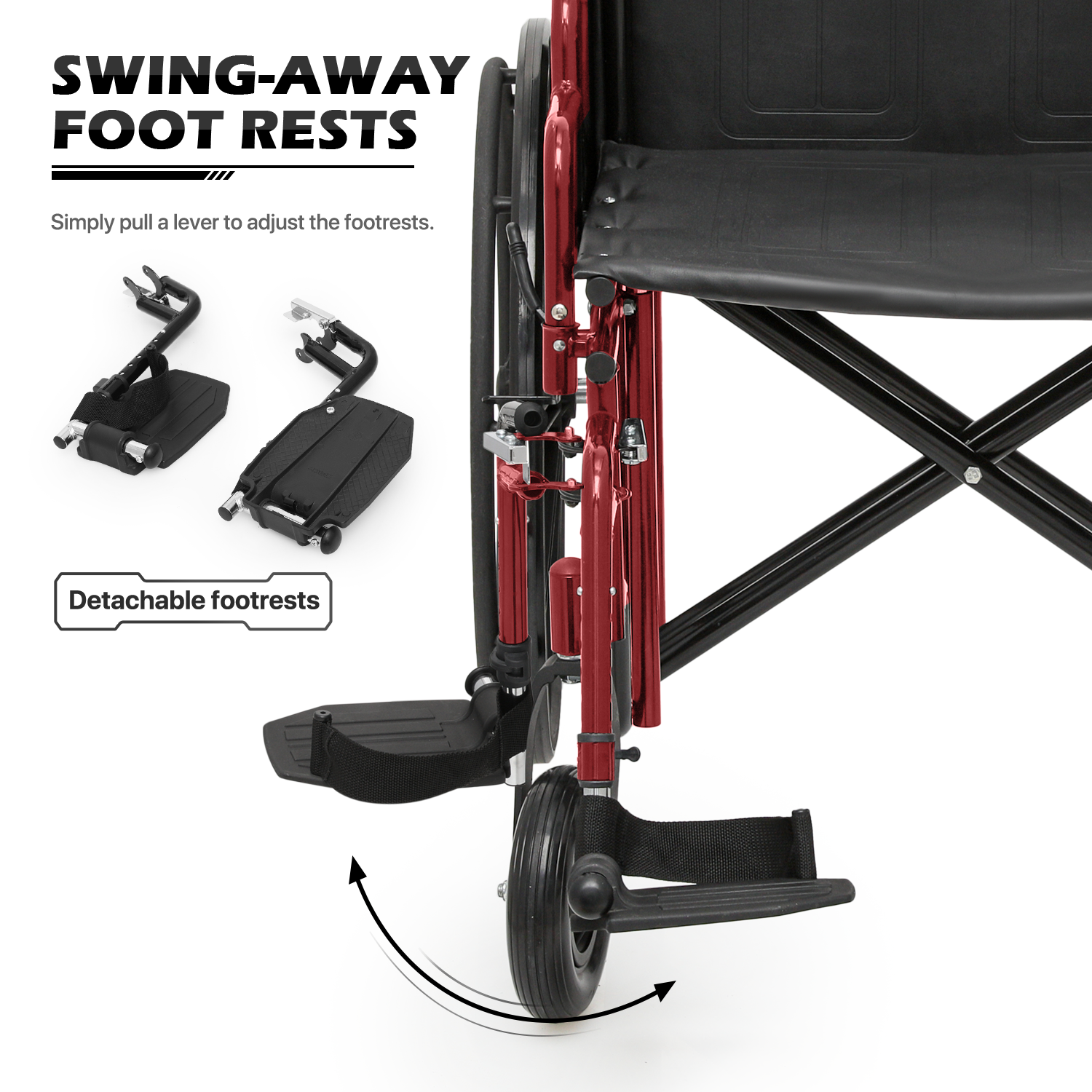 [FDA APPROVED]Foldable Manual Medical Economy Wheelchair w/Adjustable Foot Rest