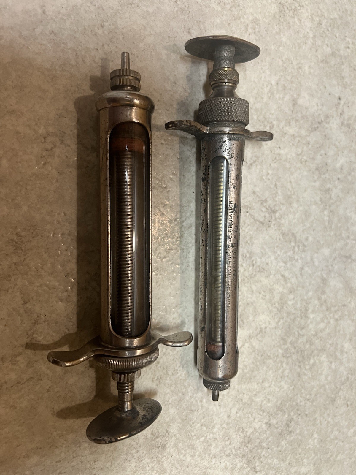 Veterinary Medical Syringes Or Instruments. Antique