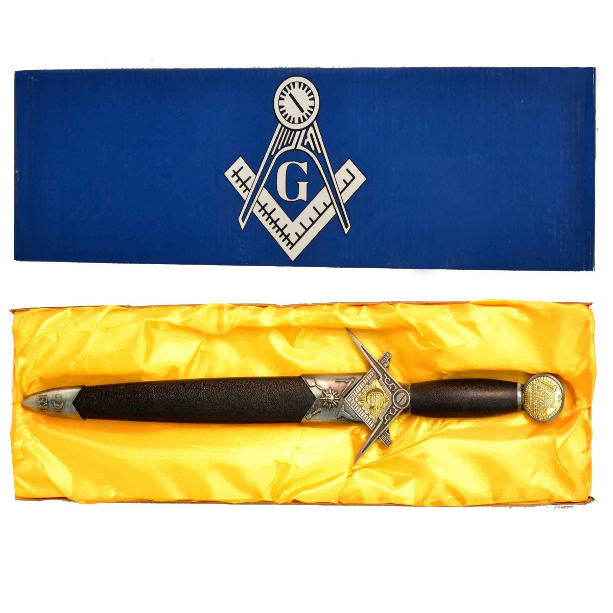 Freemason Master Free Mason Dagger w/ Sheath & Masonic Seal w Square & Compasses
