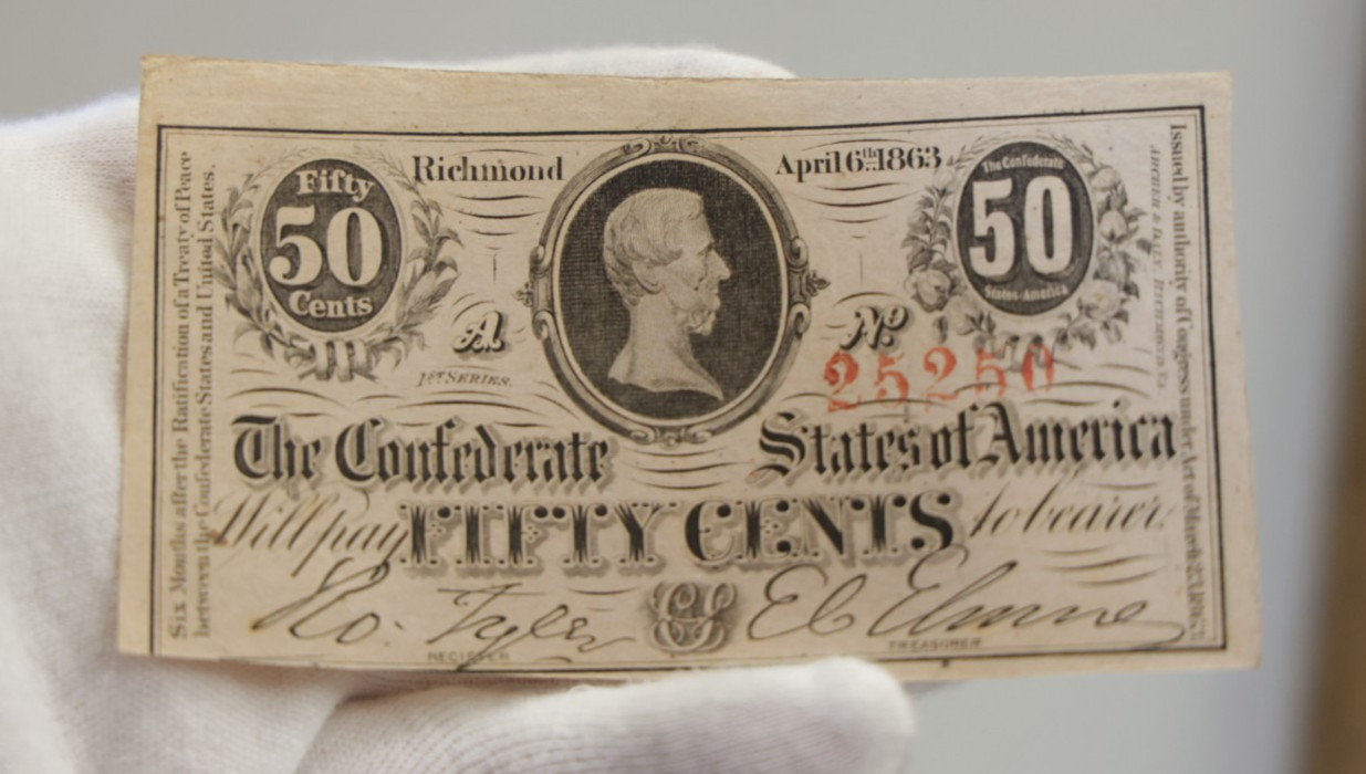 1863 Confederate States 50 Cents Civil War Fractional Currency Unc