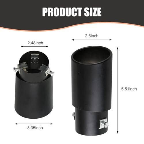 MLY Car Exhaust Tip, 2.48" Inlet Exhaust Tip, Bolt On 3.34" Outlet 5.5"