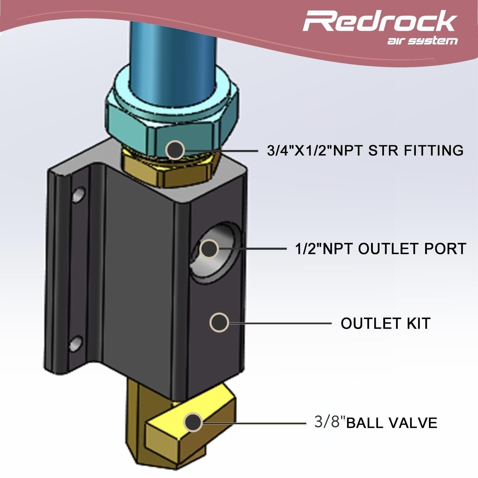 3/4 Air Compressor Outlet Kits with for 3/4" Shop Line Kit, Silver