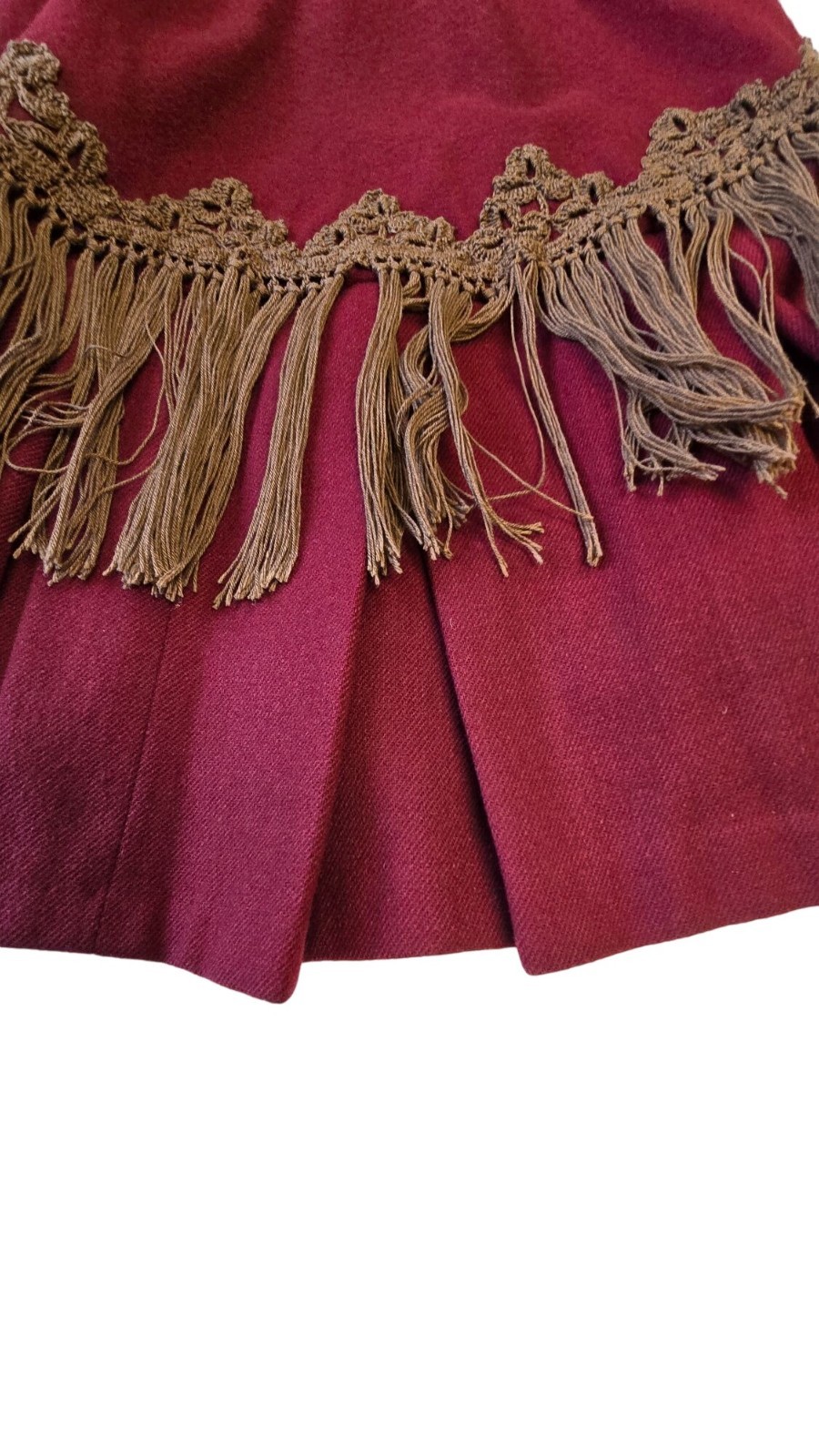 Victorian Burgundy Wool Capelet Fringe Cloak Steampunk Civil War Reenactment