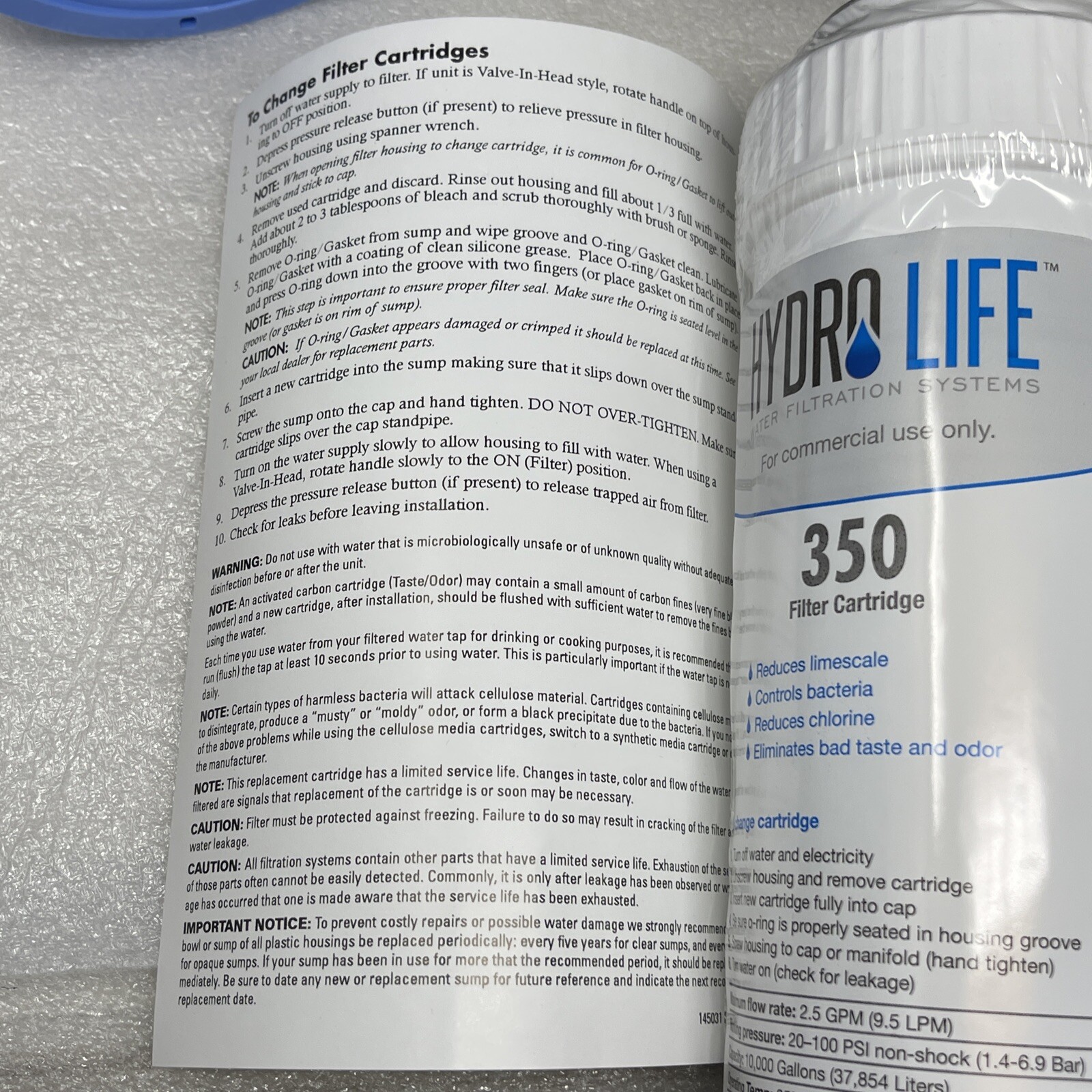 Camco Hydro Life HLC 300 Kit, 350 Water Filter Cartridge Processor, Ice Machine