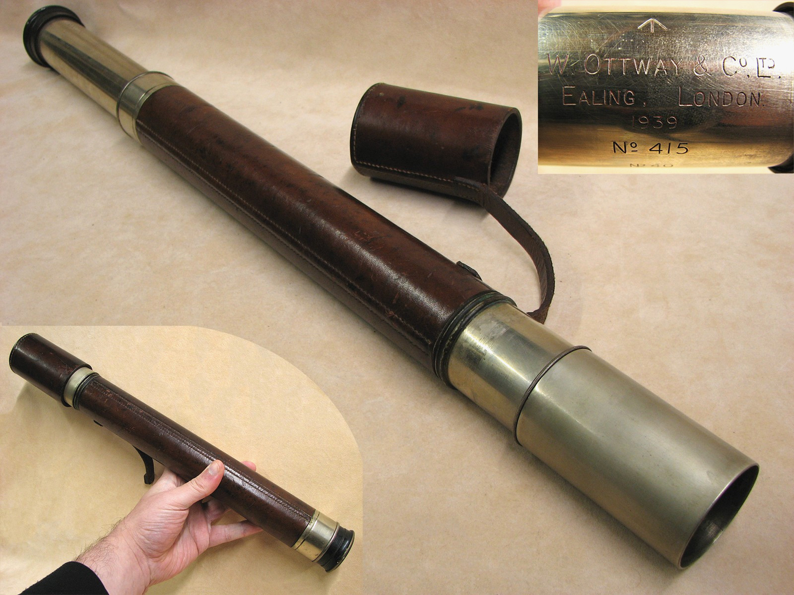 WW2 Ottway Royal Navy Officer of the Watch naval telescope Pattern 373