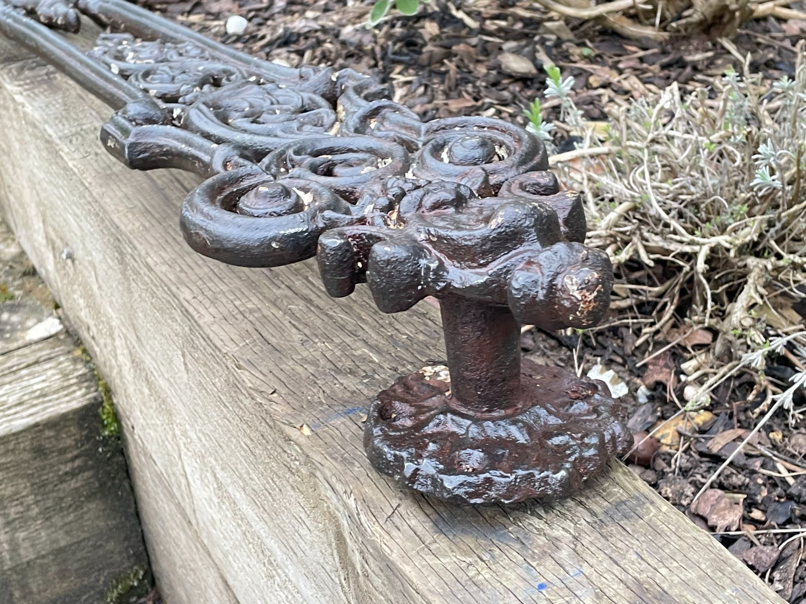 Antique Ornate Cast Iron Garden Stair Balustrade Handrail