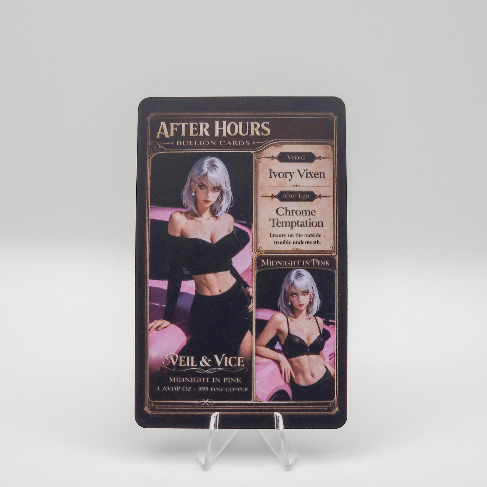 Ivory Vixen Pin Up Copper Art Bar 1 oz .999 After Hours Bullion Card Limited 50