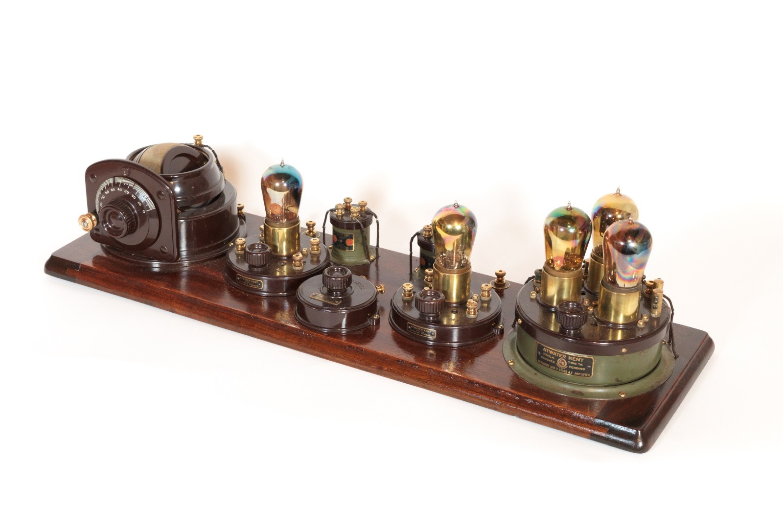 Stunning 1923 Atwater Kent Model 7 Breadboard Radio w/BBT Rainbow Tubes * Works