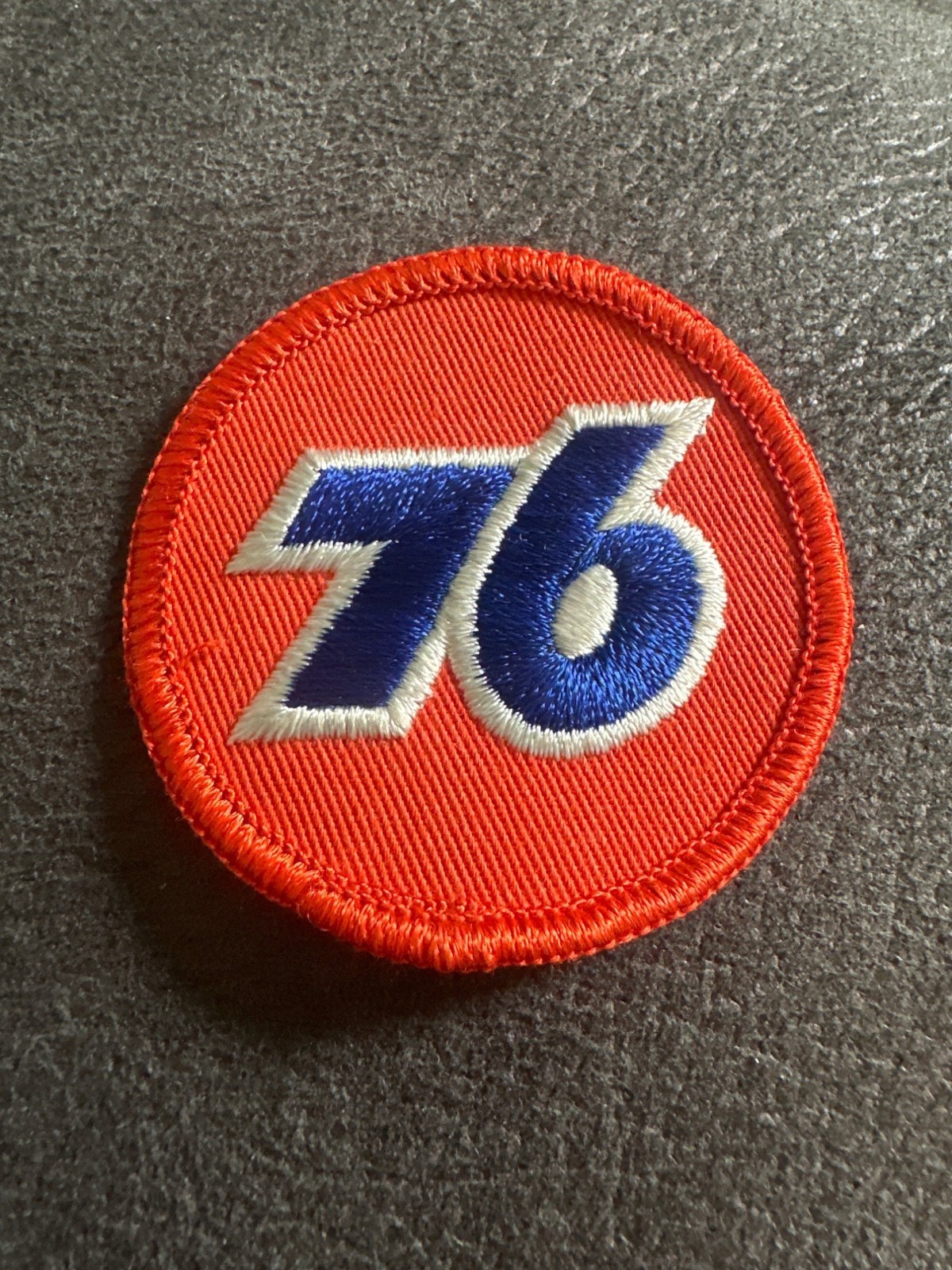 Vintage 76 Gasoline Patch Red Blue Round Embroidered