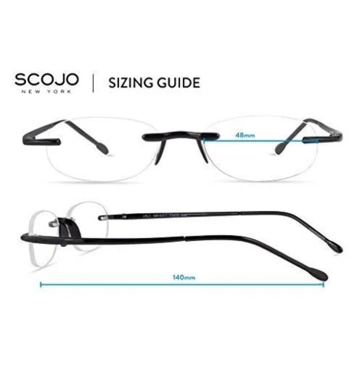 Scojo New York Gels Reading Glasses Rimless Lightweight 73520 Cobalt +2.00