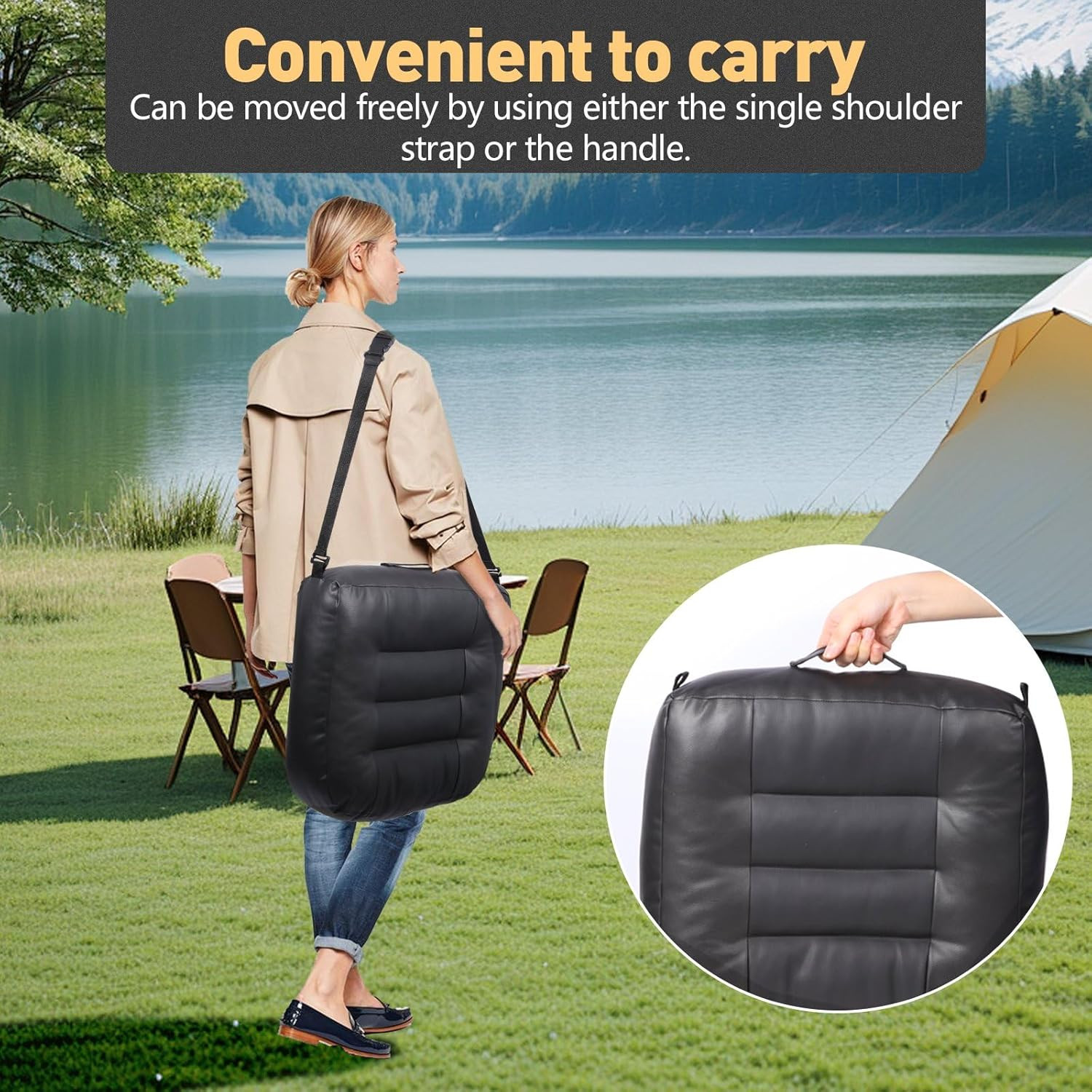 Booster Car Seat Cushion, Thick Leather Car Seat Cushion Pad for Adult to Raise