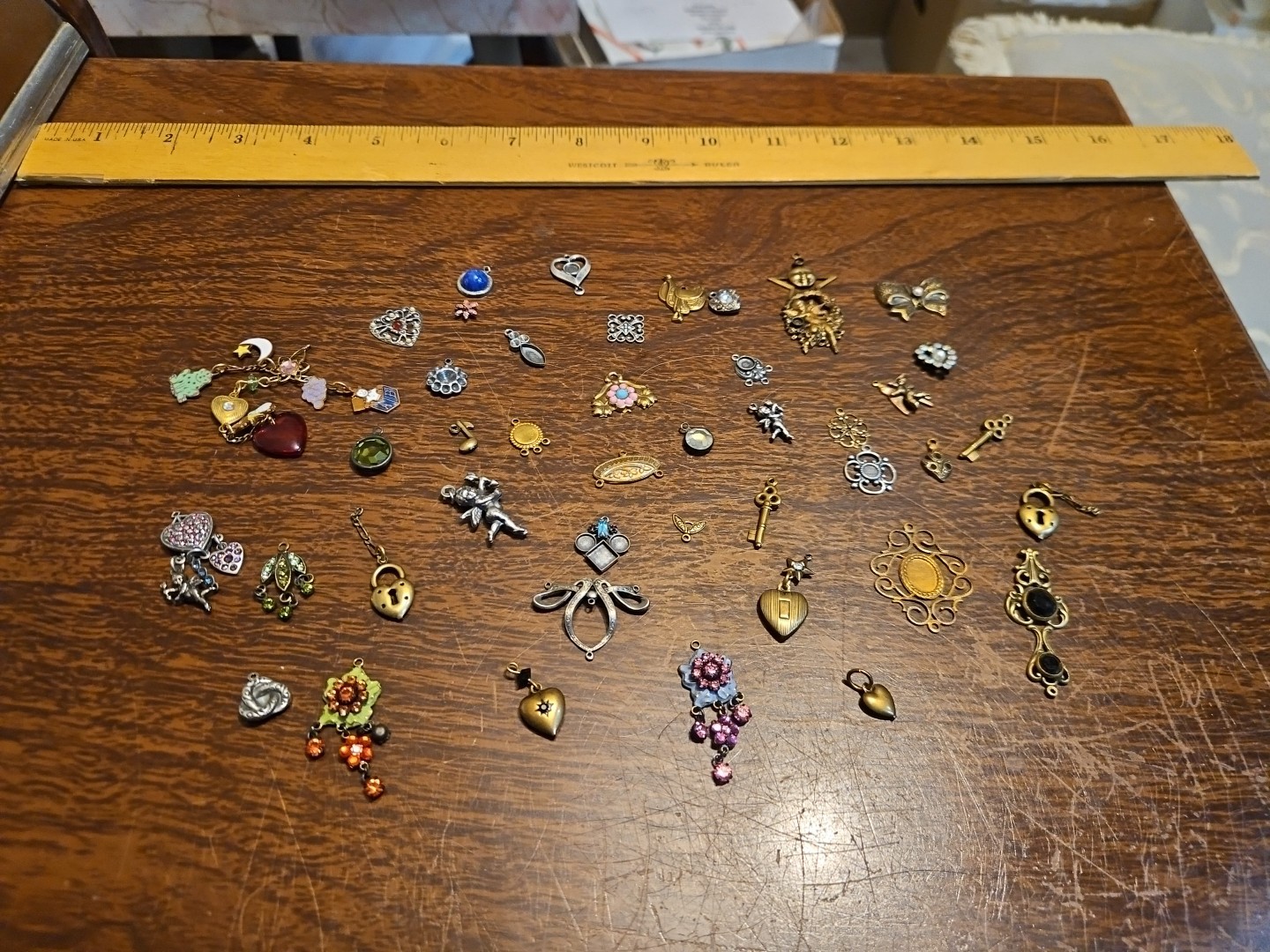 Lot Of 50 Mixed Parts Pcs France Vintage 60s Brass Stampings Findings Jewelry 26