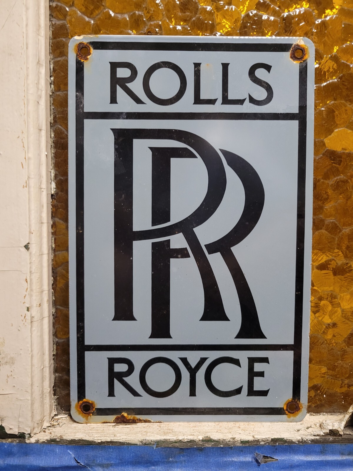 VINTAGE ROLLS ROYCE PORCELAIN SIGN BRITISH AUTOMOBILE DEALER LONDON CAR DEALER