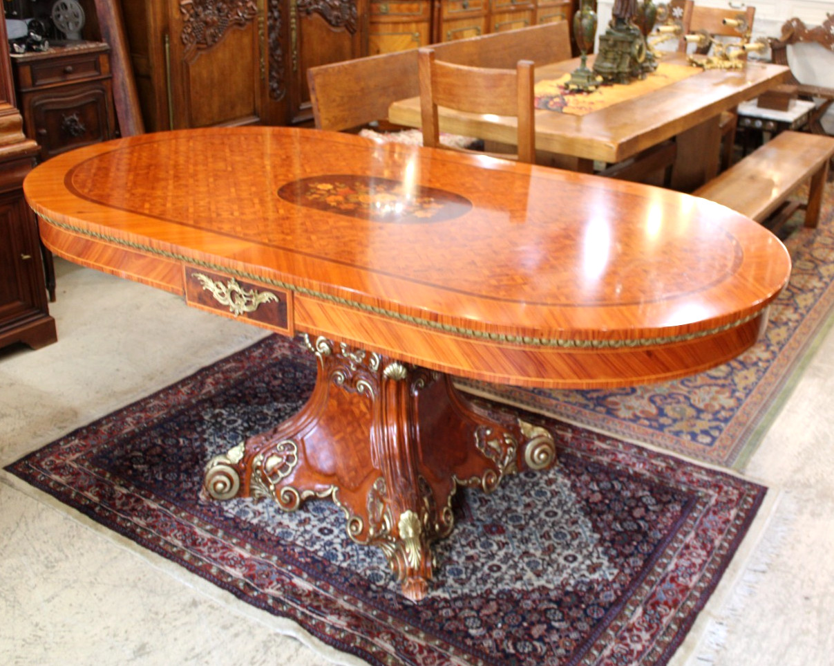 Italian Antique Princes Katia Style Inlaid Rosewood Dining Table