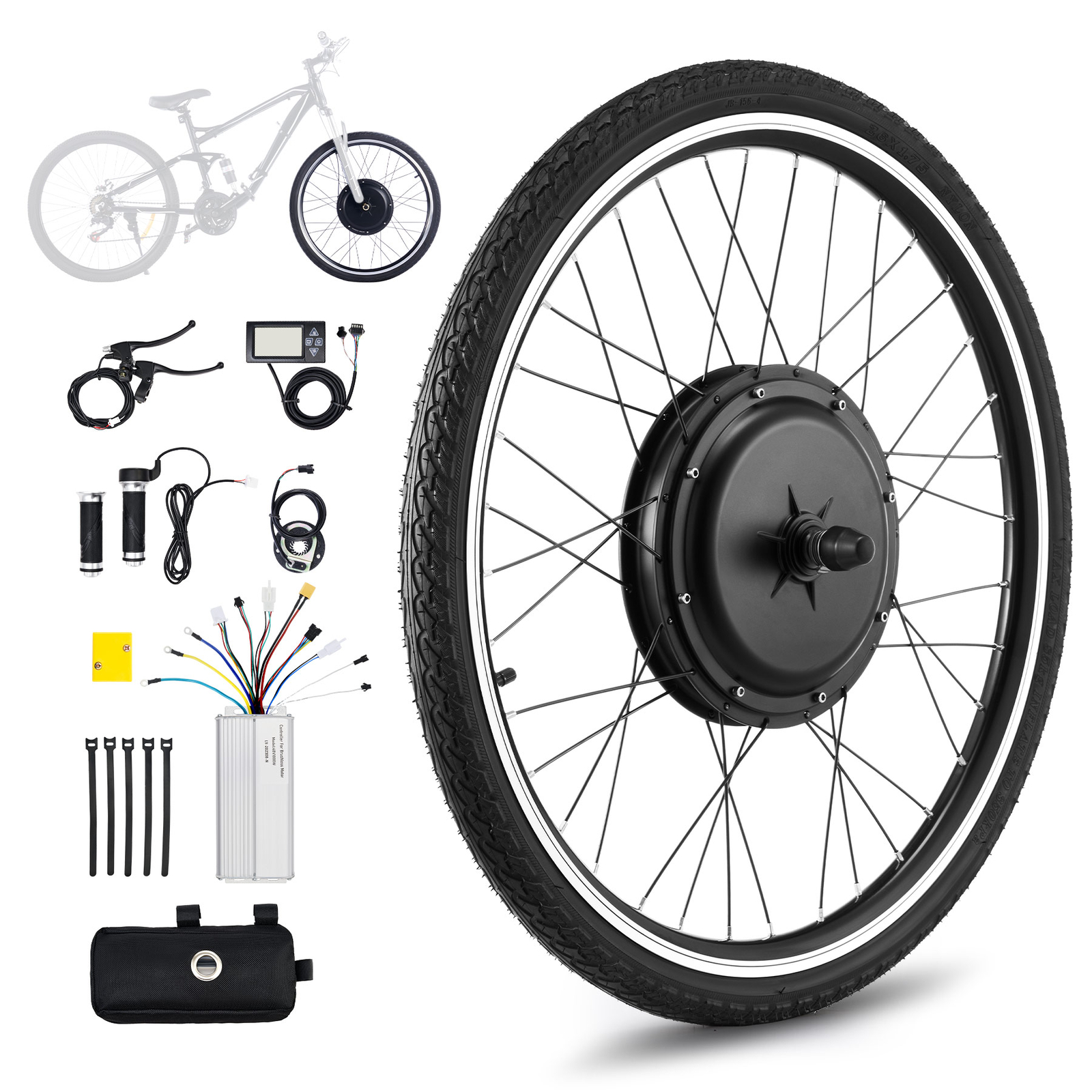 500W/1000W/1500W Electric Bicycle Front/Rear Wheel E-Bike Motor Conversion Kit