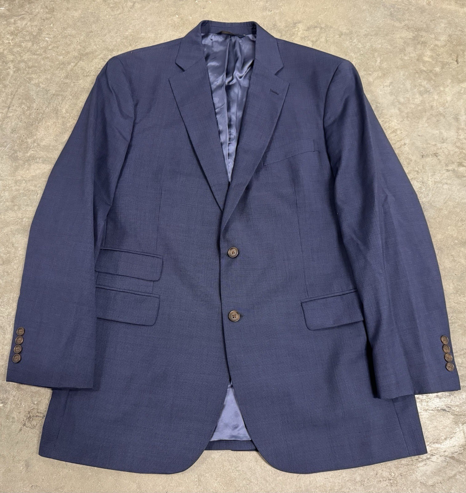 Brooks Brothers Blazer Jacket Mens 44L Blue Hopsack Tollegno Italy Wool Madison