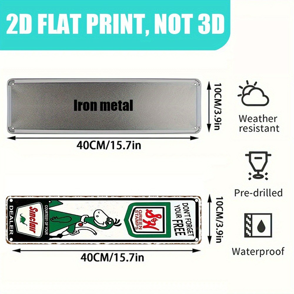 Vintage Sinclair Dino Green Stamps 16x4 Metal Sign Retro Garage Auto Home Decor