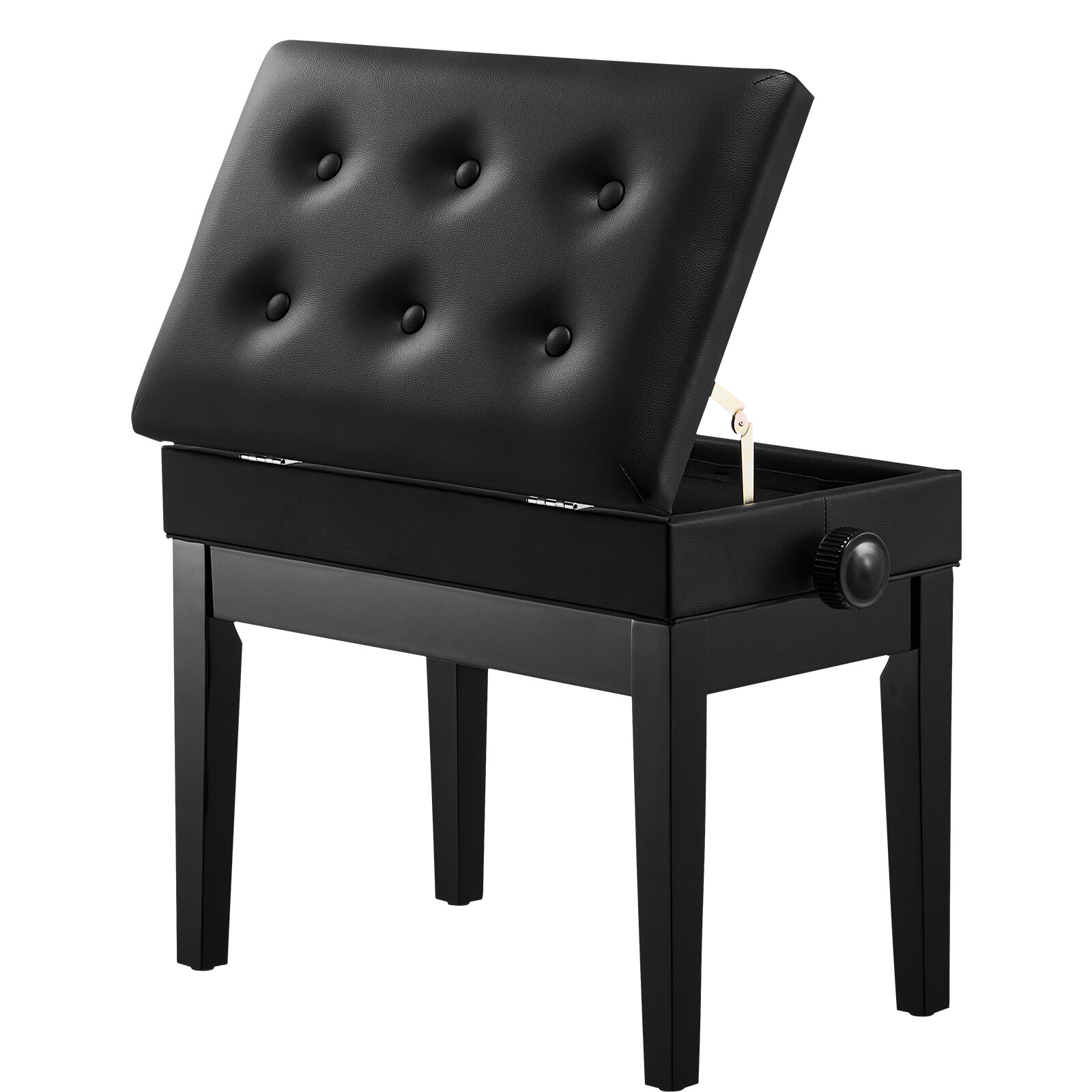 Adjustable Piano Keyboard Bench Storage Padded Seat Wooden Vanity Bookcase Stool