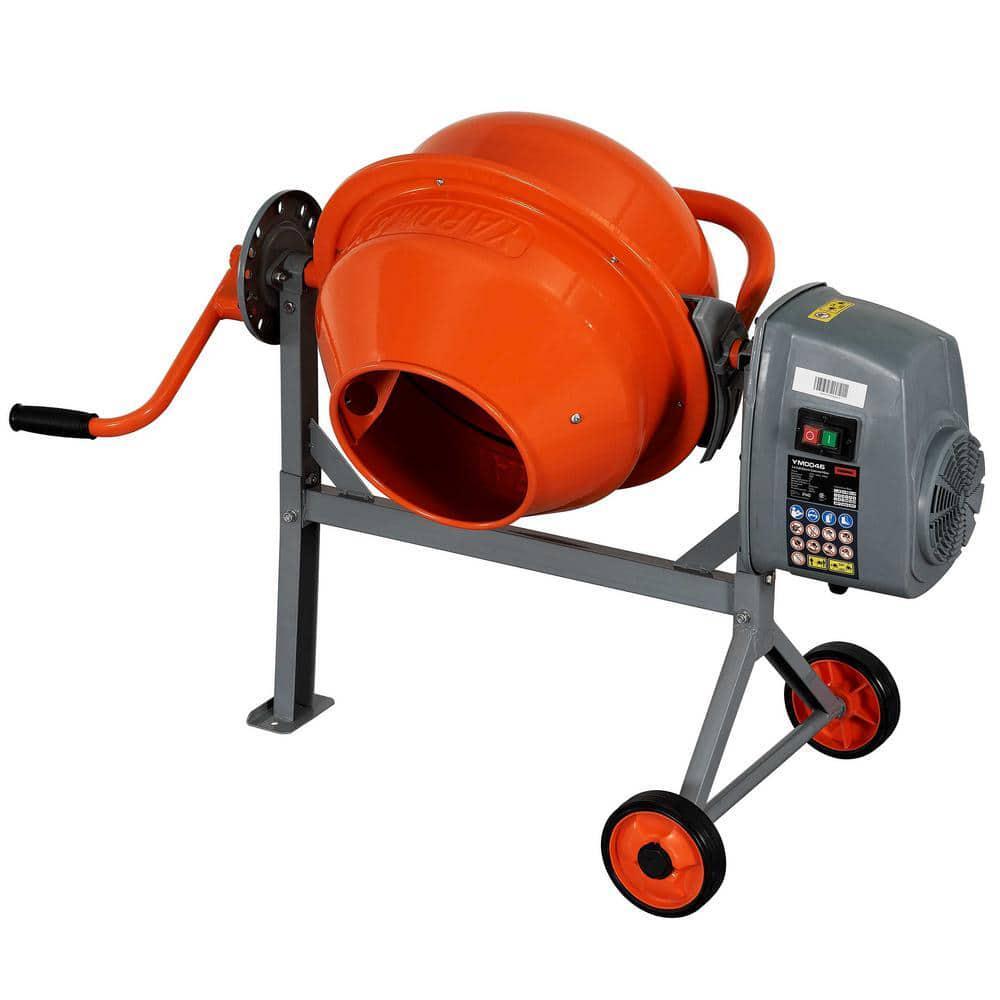 YARDMAX Concrete Cement Mixer Low-Profile Height Portable Stamped Steel Drum