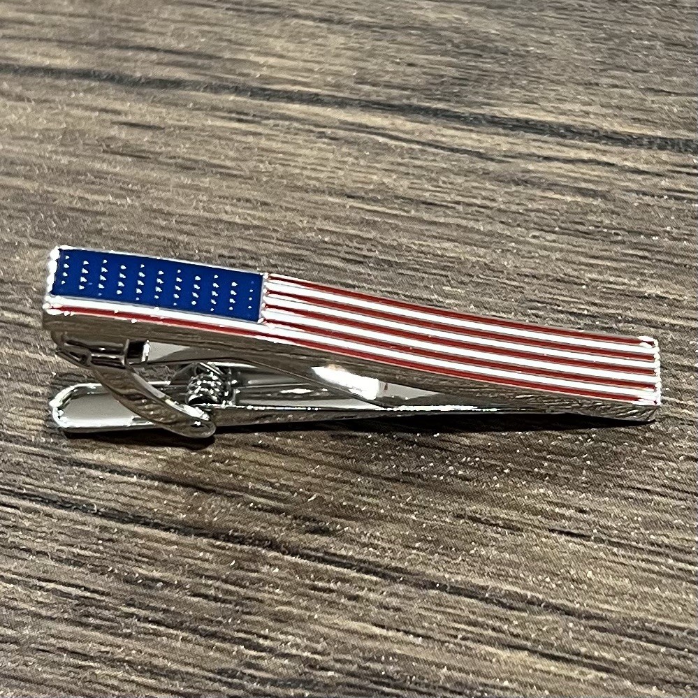 USA Flag Tie Clip Men Daily Wear Birthday Gift Tie Bar