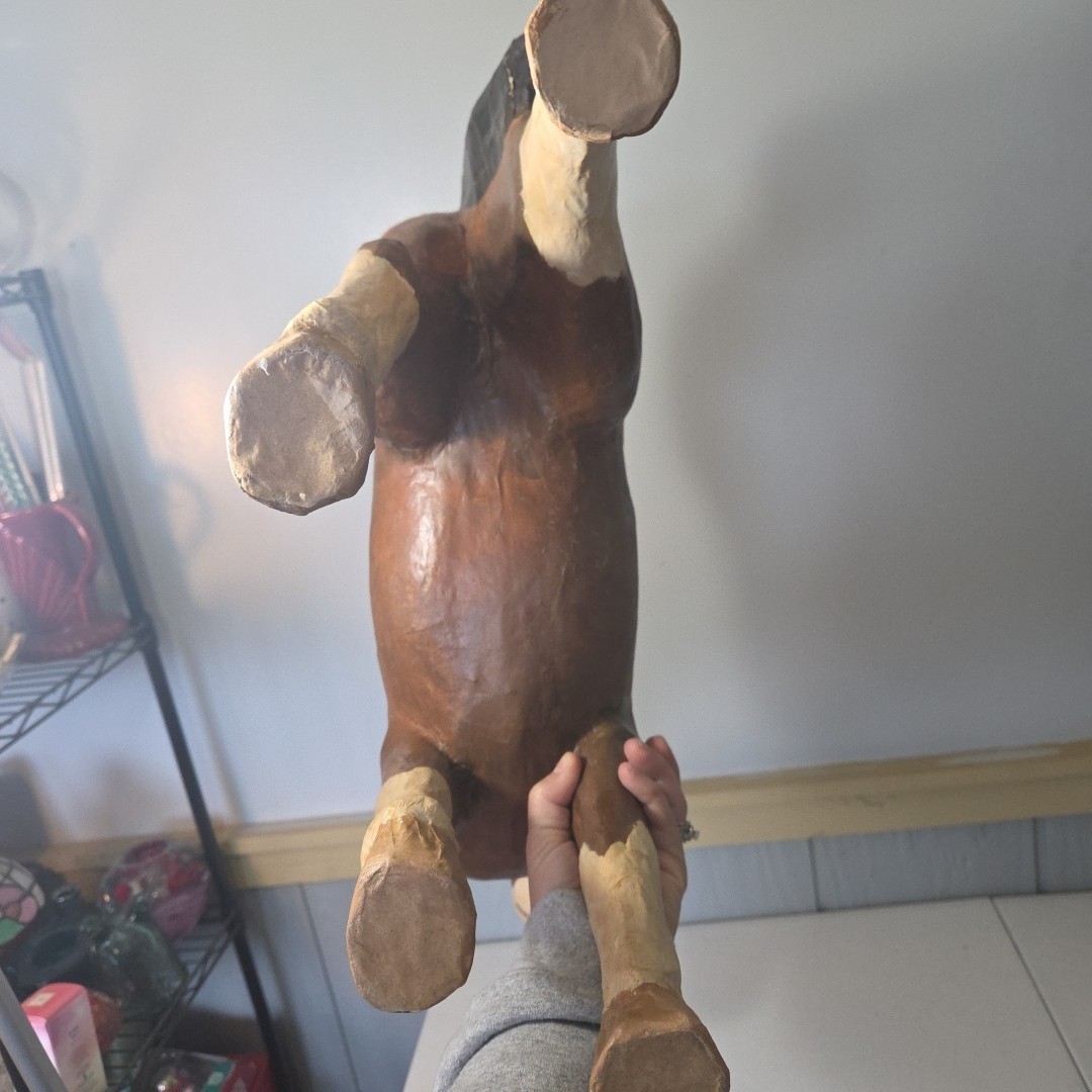 Vintage Paper Mache Spotted Blanket Appaloosa Horse Statue Indian Native