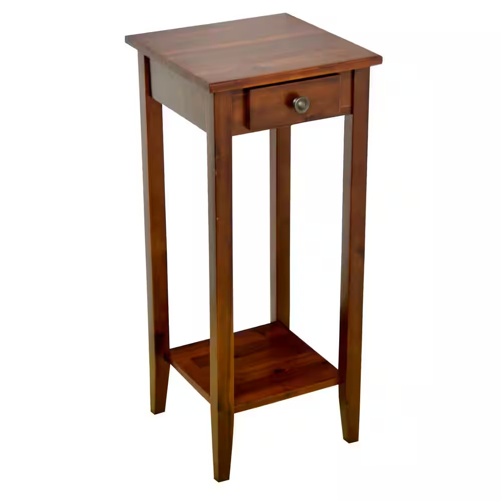 Solid Acacia Wood 27 In. Mahogany Plant Table