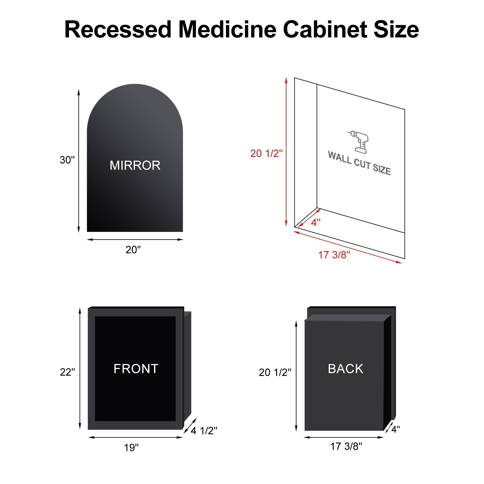 Bathroom Recessed Medicine Cabinet Brushed Nickel Medicine Cabinet with Mirror