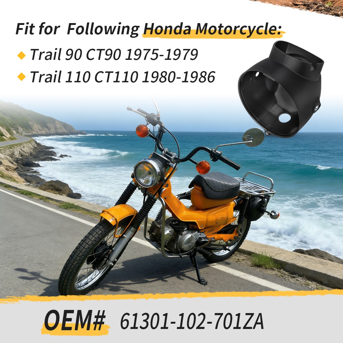 Headlight Shell Bucket Case For Honda CT90 CT110 Trail 90 & 110 61301-102-701ZA