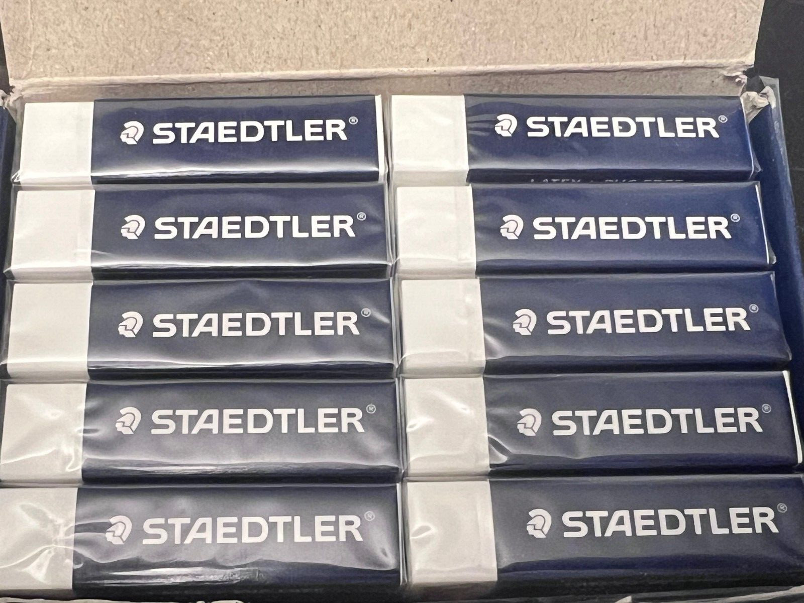 20 X Staedtler Mars Extruded Latex Pvc Free White Blue Head Erasers  525C2-03A6