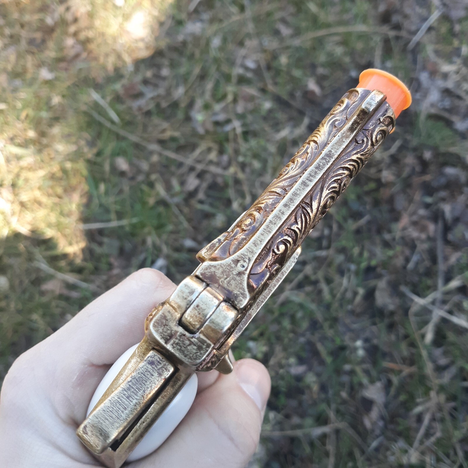 Denix Replica Non-Firing 1866 Double Barrel Derringer Brass Construction & Grips