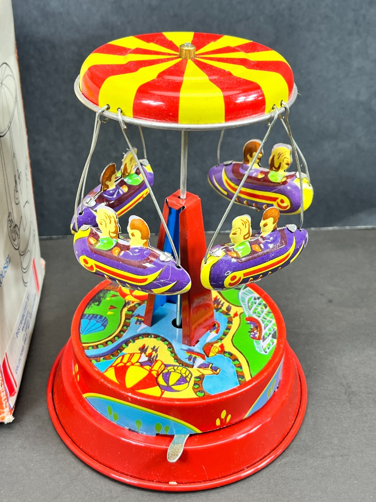 Rocket Ride Carousel Schylling Toys 2000 Vintage Tin Toy NOS in Box TESTED