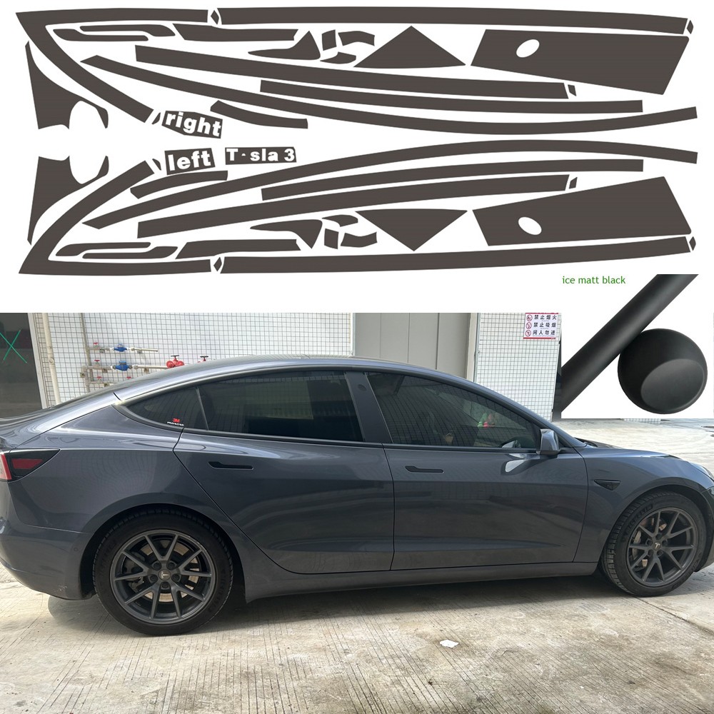 Matte Black Chrome Delete Window Trims For Tesla Model 3 2017-2025