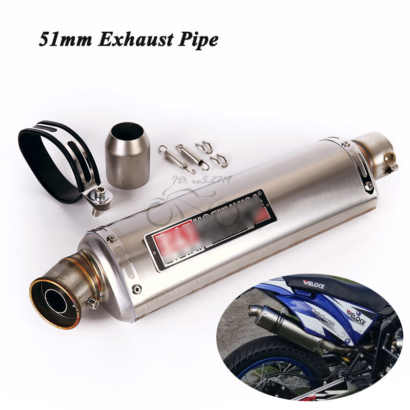Slip on 51mm Motorcycle Exhaust Tips Muffler Tail Pipe Long 440mm with DB Killer