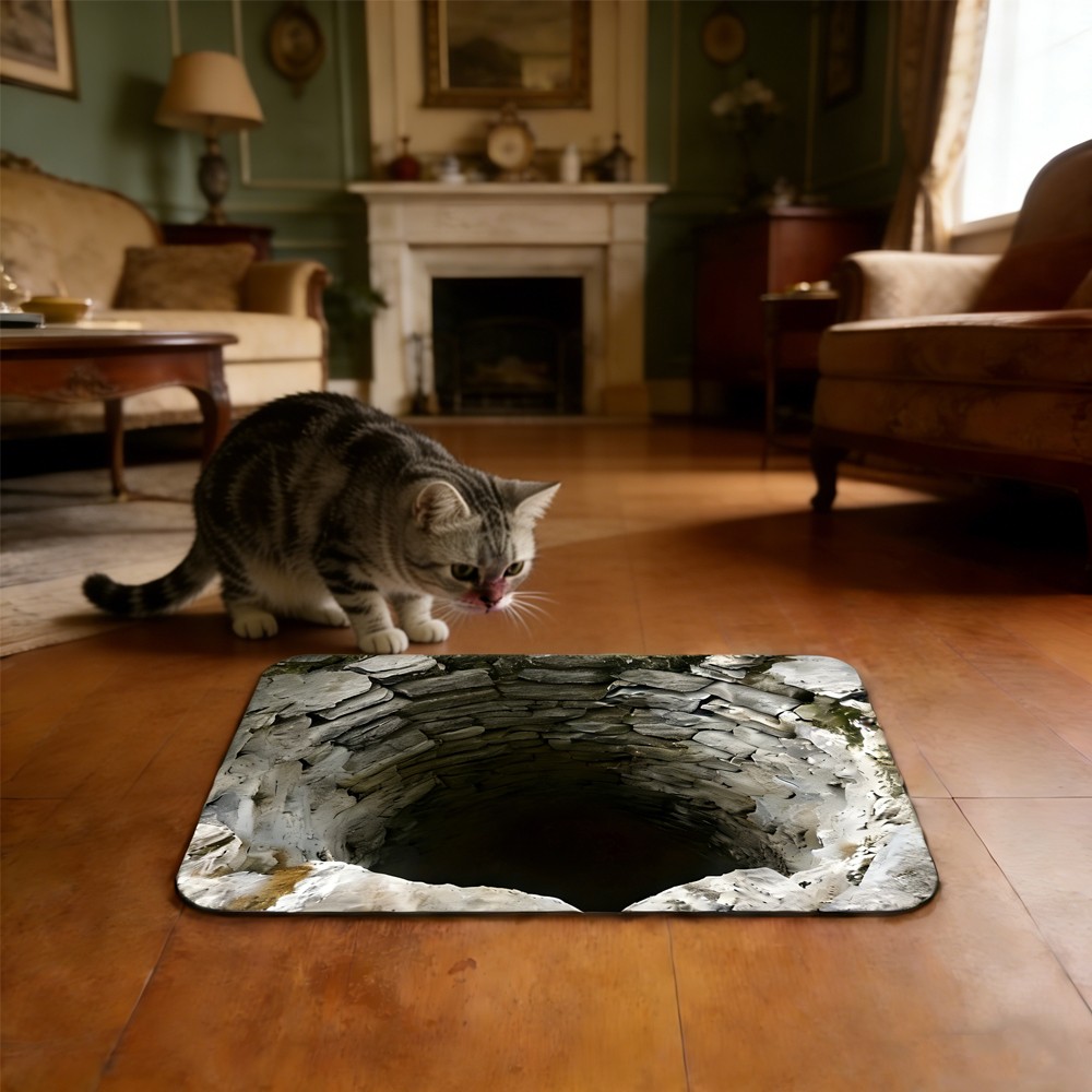 3D Optical Illusion Endless Abyss Non Slip Door Floor Mat Washable Deep Well