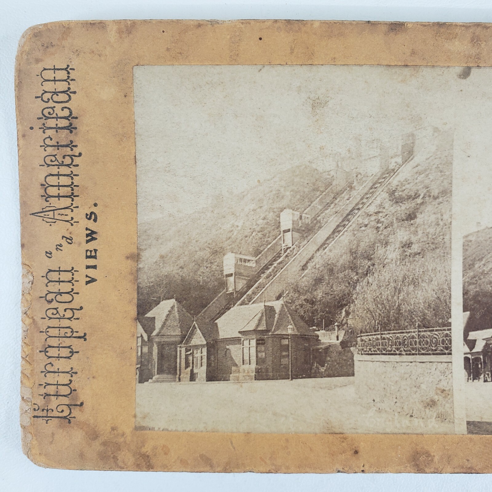 England Folkstone Leas Lift Kent Funicular Railway Elevator Stereoview E249