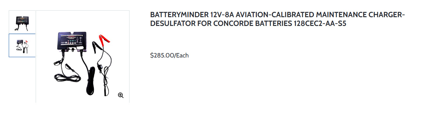 BatteryMINDer 12V-8a Aviation Charger-Desulfator 128CEC2-AA-S5 CONCORDE