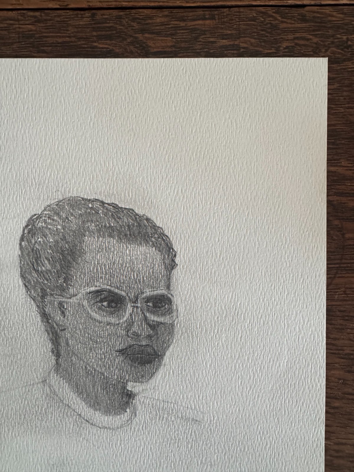 Original Pencil Drawing Young African-American Woman in Glasses 9"x12"