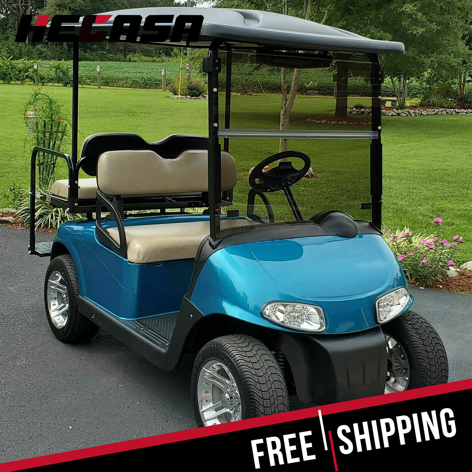 Golf Cart Tinted Polycarbonate Folding Windshield Windscreen For EZGO RXV 08-UP