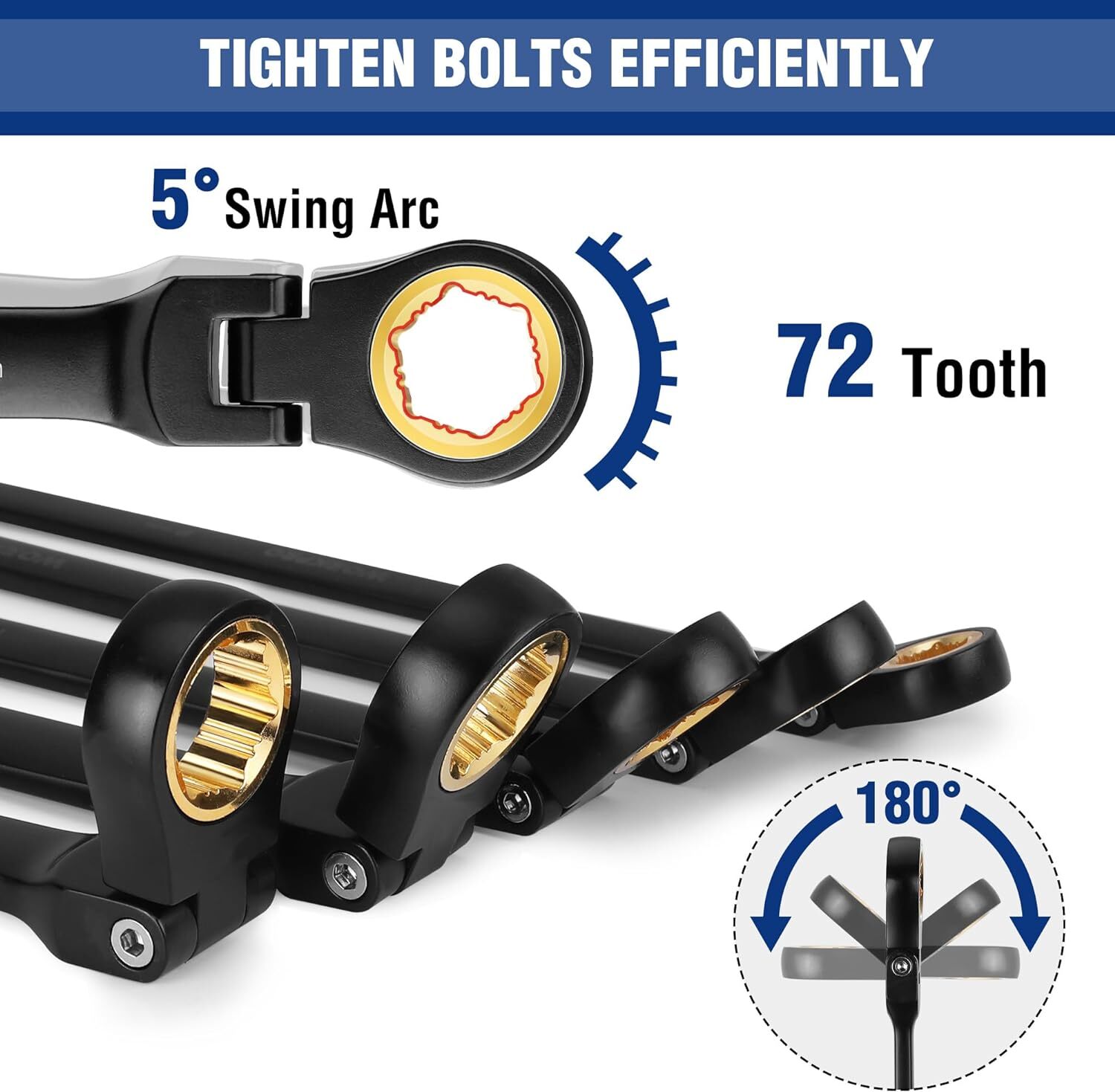 WORKPRO 5PCS Flex Head Extra Long Ratchet Wrench/10PCS Extra Long Ratchet Wrench