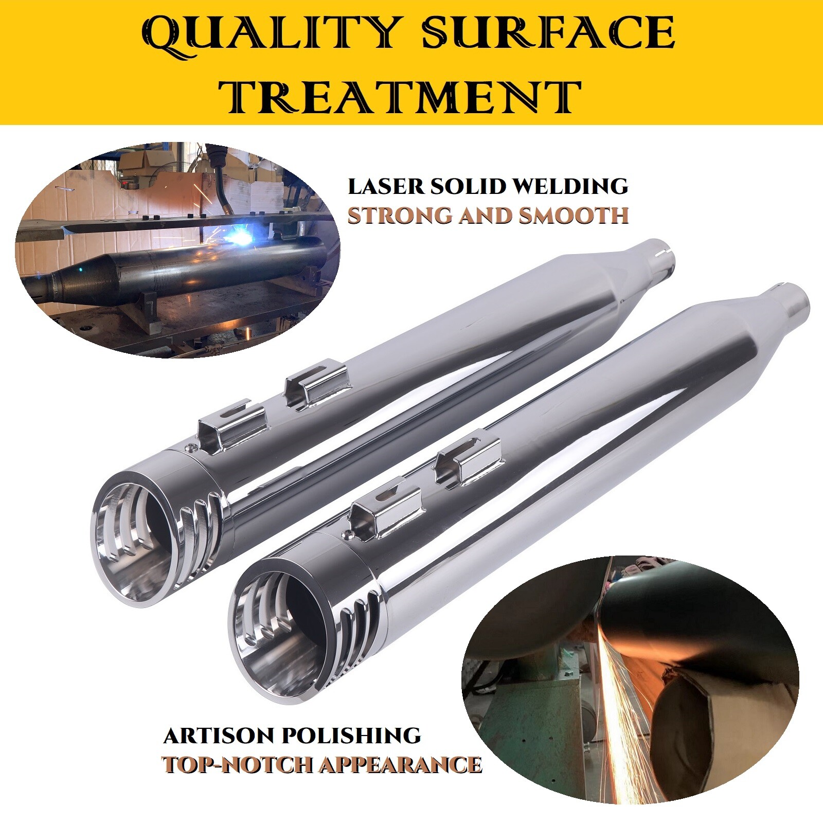 SHARKROAD Slip on Mufflers for Harley Tri Glide Trike Models, Great Rumble Tone