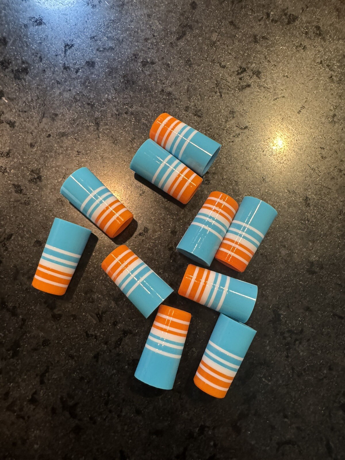 10-CUSTOM GOLF FERRULES Lt Blue/orange/white 1” TAPER TIP .355