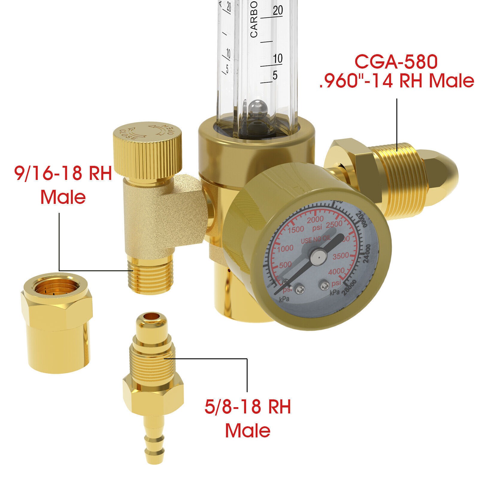 CO2 Argon Flow Meter Gas Regulator Gauge with Gas Hose Mig Tig Welding + Hose