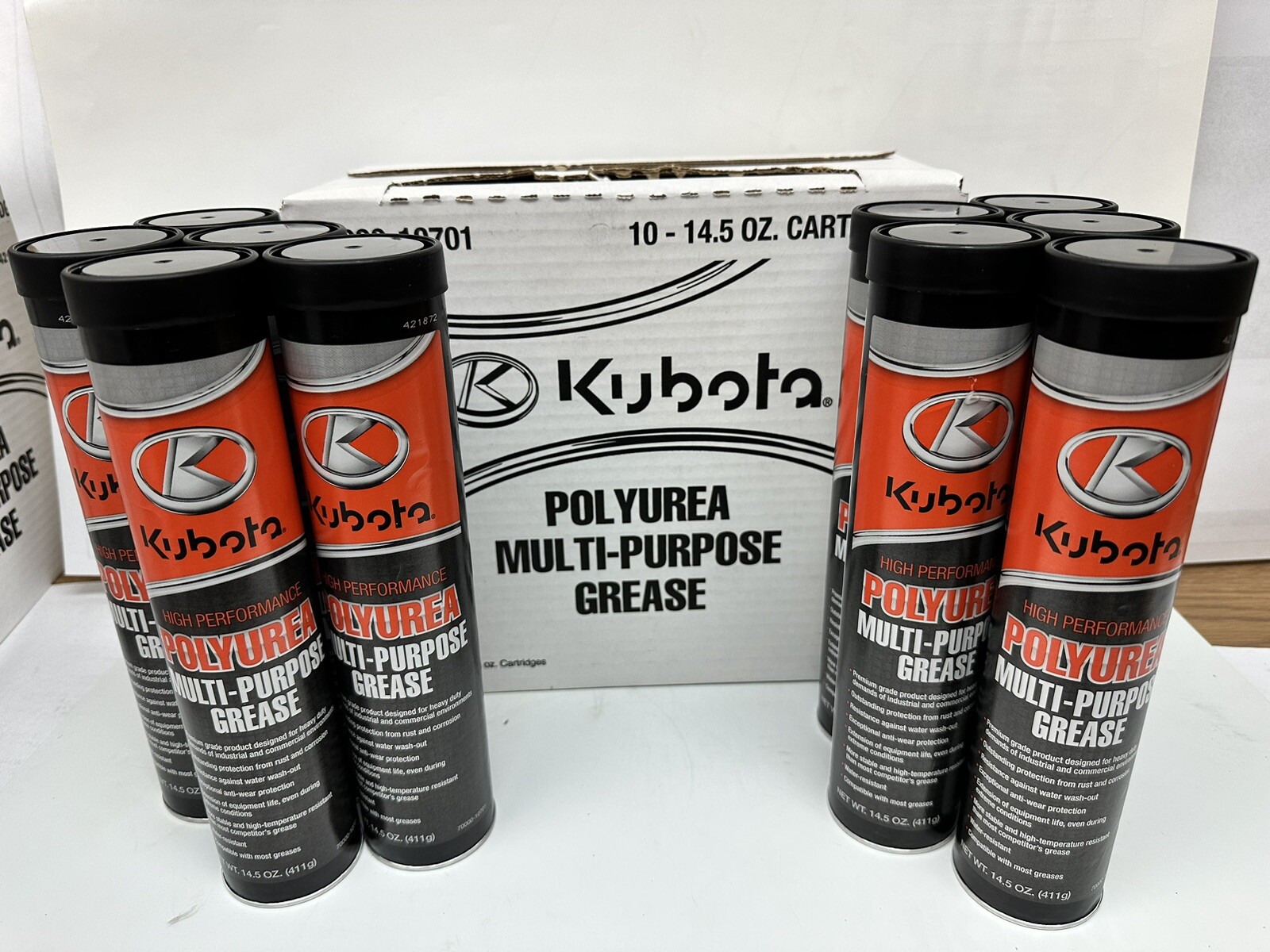 Kubota Polyurea Multi-Purpose Grease NLGI #2, 10 ct, 14.5 oz. cartridges