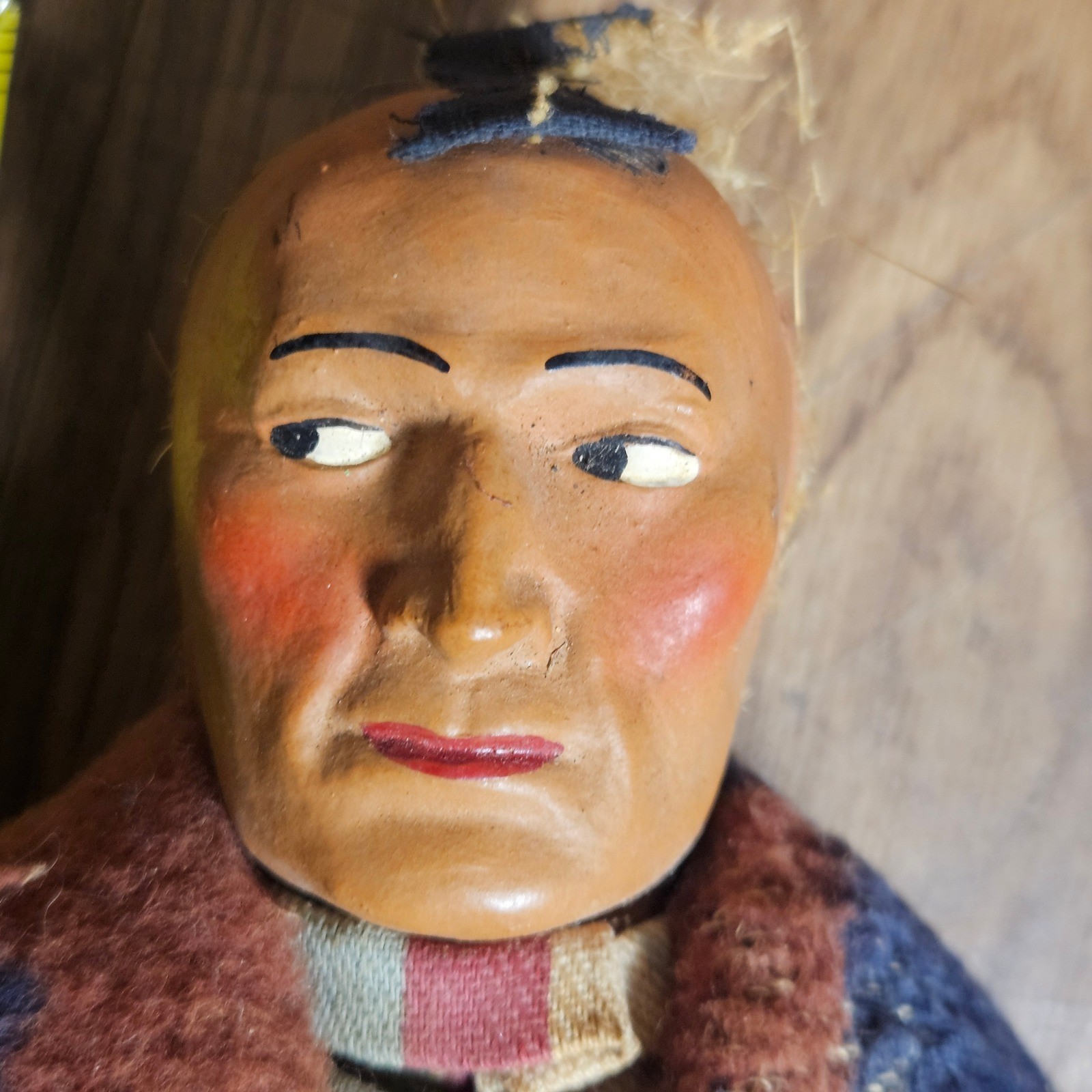 Vintage Skookum Native American Doll 12" Blanket Wrapped Wood Southwestern