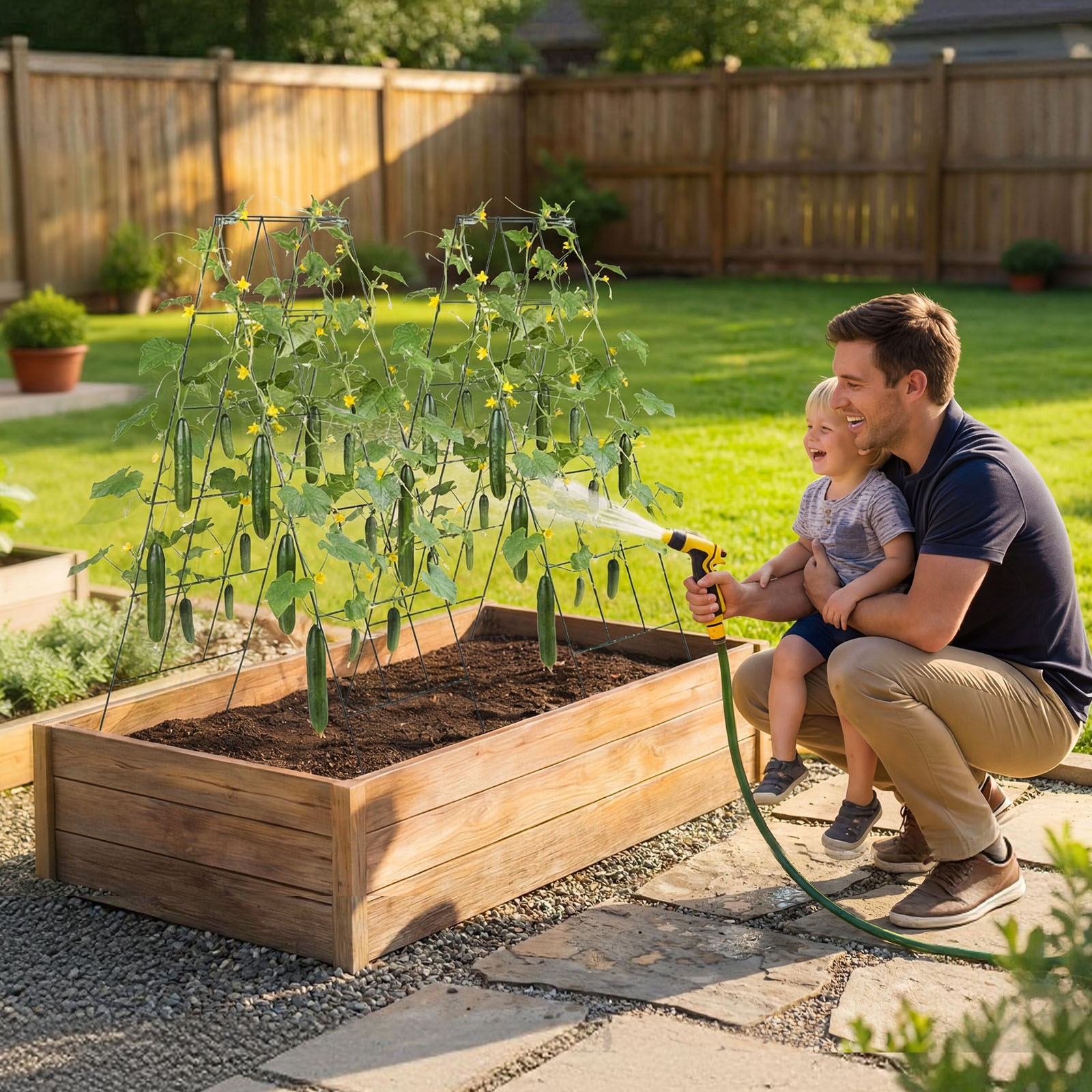 VEVOR Cucumber Trellis 4 Pack A-Frame Metal for Raised Bed Vines 46.06x18.11 in