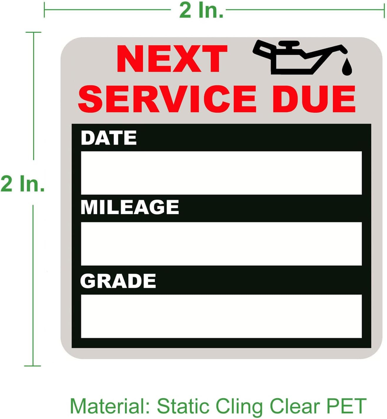 Oil Change Stickers Static Cling, 120Pcs 2X2 Inches Oil Change Reminder Sticker