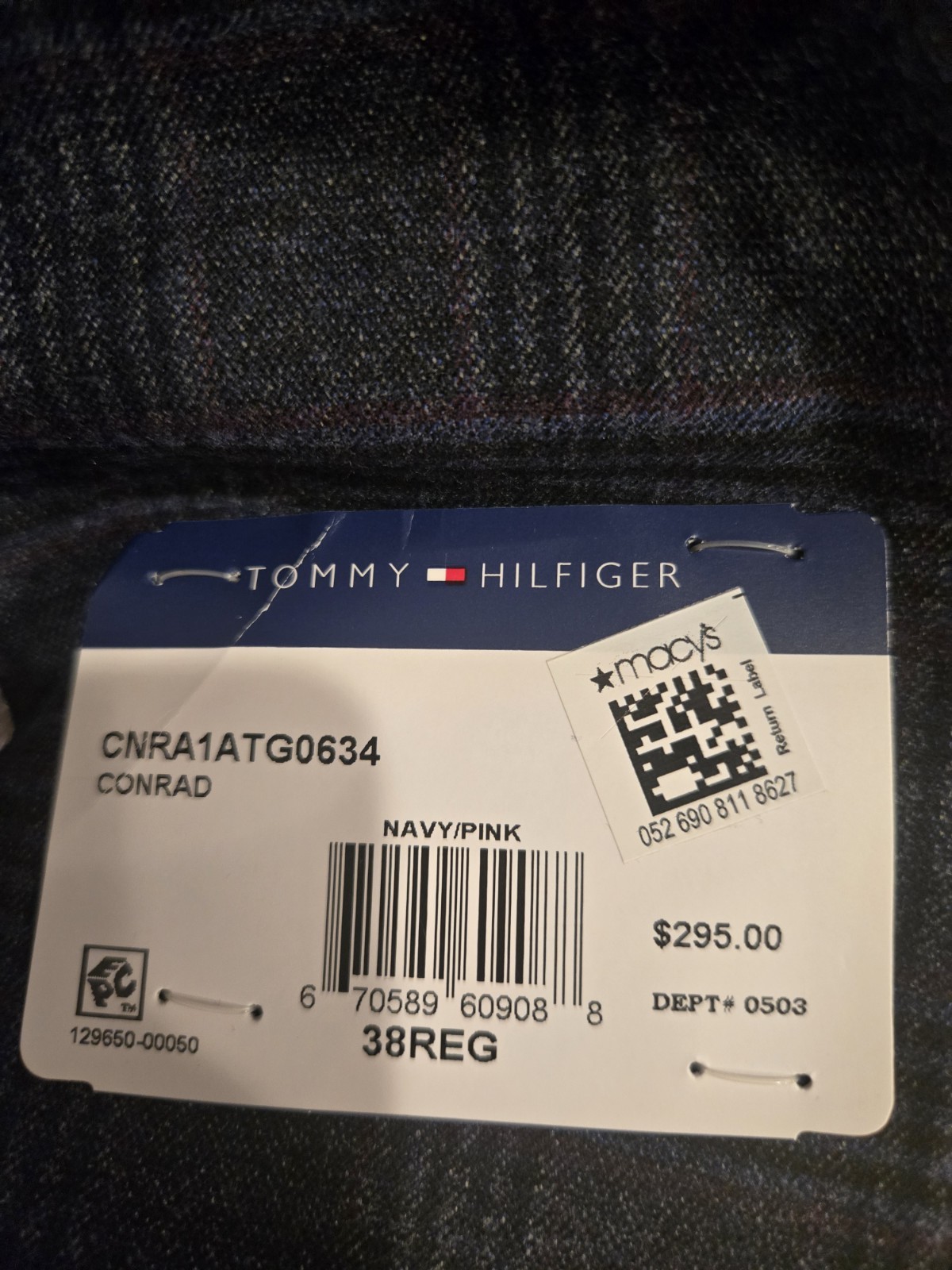 Tommy Hilfiger Mens Modern fit Sport Coat Blazer 38 R Navy Blue Plaid Stretch